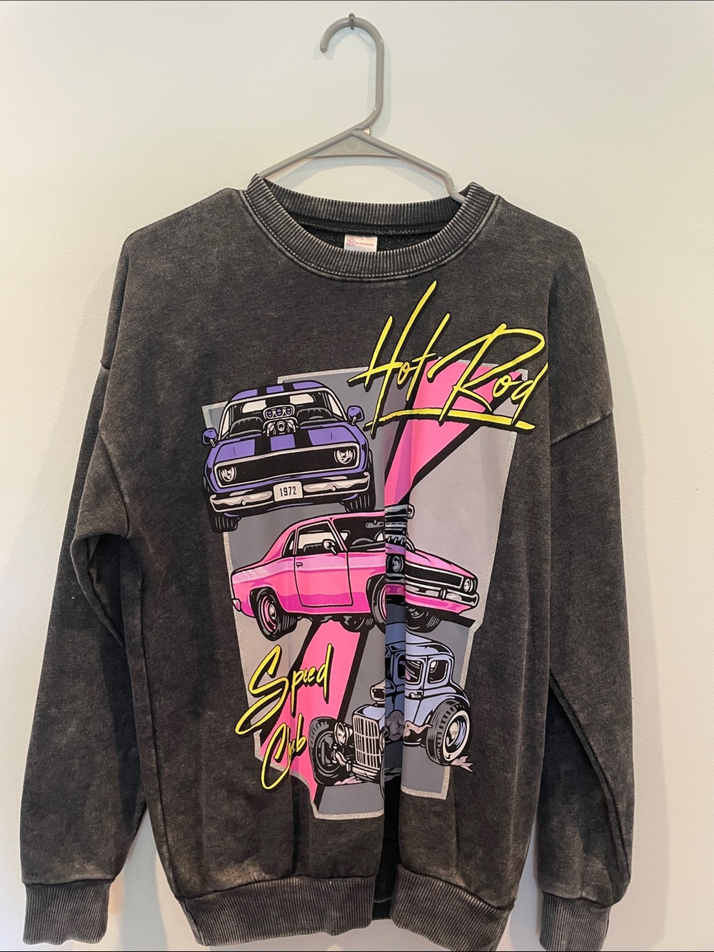 Washed Grey Vintage Car Sweatshirt
